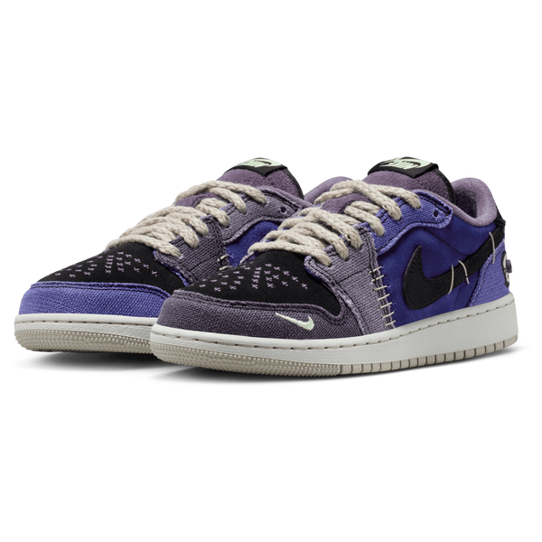 Jordan Air Jordan Retro 1 Low - Boys' Grade School - Black/Regency Purple/Vapor Green - Image 6