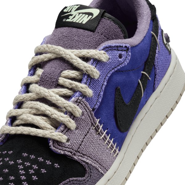 Jordan Air Jordan Retro 1 Low - Boys' Grade School - Black/Regency Purple/Vapor Green - Image 7