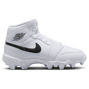 Jordan AJ 1 Mid Cleats - Boys' Grade School - Black/White