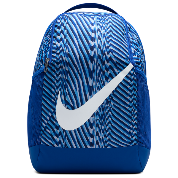 Nike Brasilia AOP Backpack - Youth - White/Game Royal/Midnight Navy