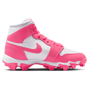 Jordan AJ 1 Mid Cleats - Boys' Grade School - Digital Pink/White
