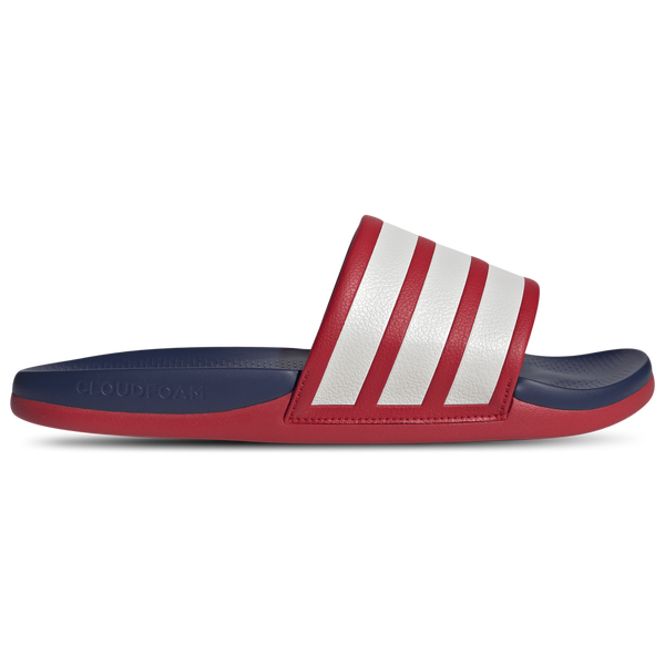 adidas adilette Comfort 2.0 Slides - Men's - Crystal White/Dark Blue/Better Scarlet