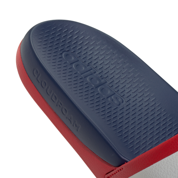 adidas adilette Comfort 2.0 Slides - Men's - Crystal White/Dark Blue/Better Scarlet - Image 7