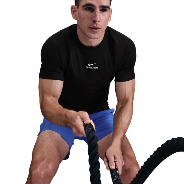 Nike Pro Training Dri-FIT SS Top - Men's - Black/White - Image 3