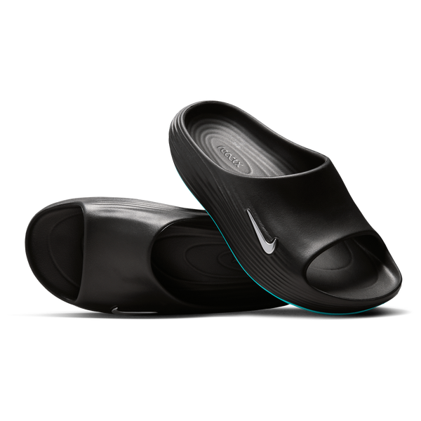 Nike Reactx Rejuven8 Slides - Men's - Black/Gamma Blue/Metallic Silver - Image 3