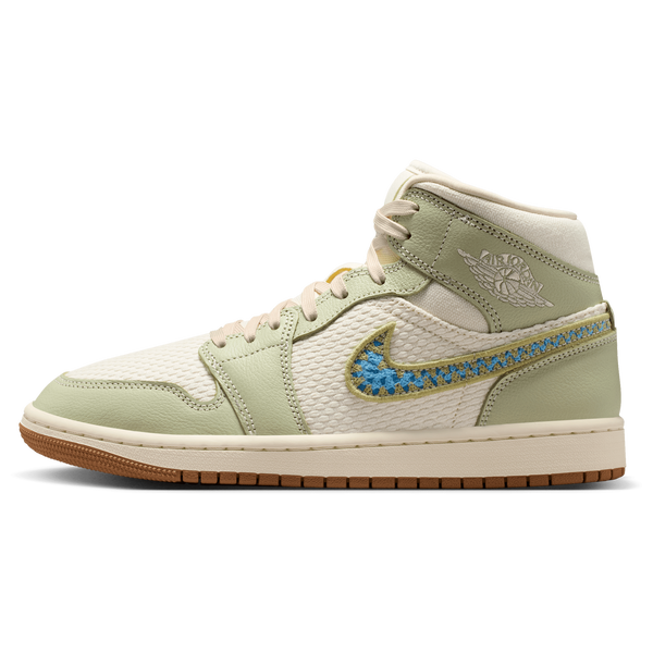Jordan AJ 1 Mid SE - Women's - Olive Aura/Pearl White/Lawn - Image 2