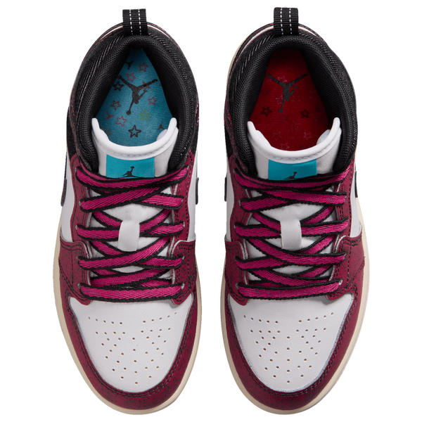 Jordan 1 Mid SE Fem - Girls' Preschool - Black/Pink/White - Image 4