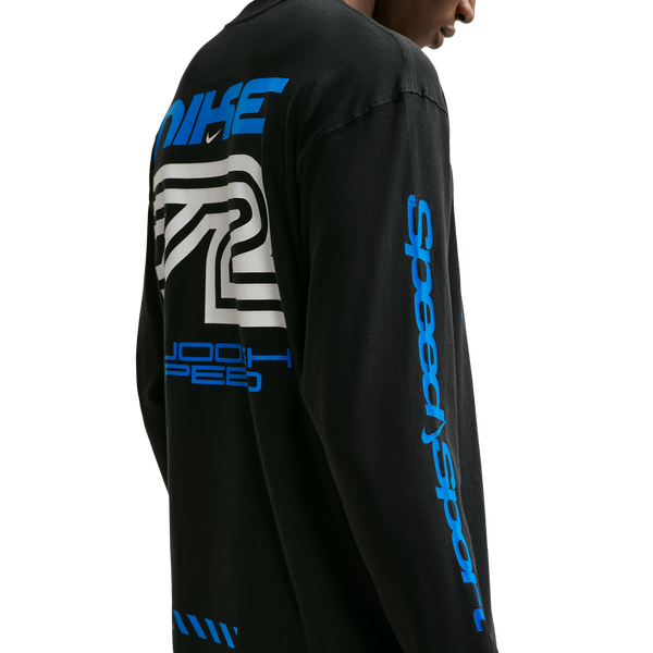 Nike NSW Loose LS Swoosh Speed Tee - Men's - Black - Image 2