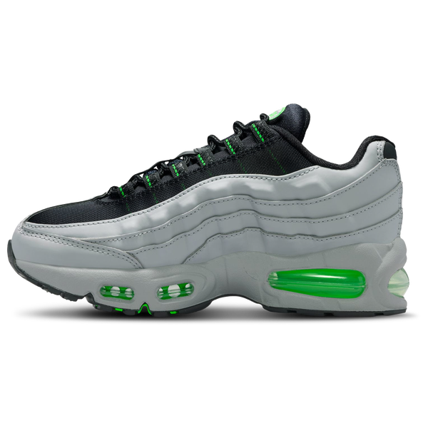 Nike Air Max 95 BB Leather - Boys' Grade School - Light Smoke/Green Strike - Image 2