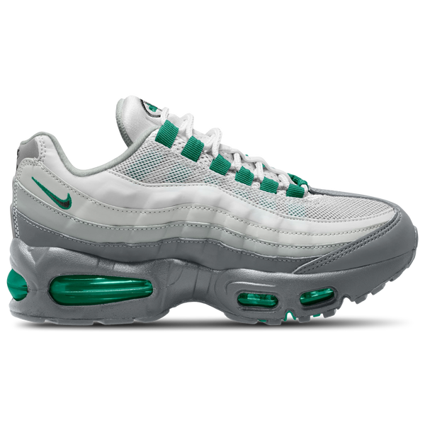 Nike Air Max 95 BB Leather - Boys' Grade School - Smoke Grey/Black/Malachite