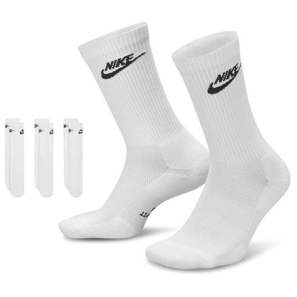 Nike Everyday Elevated Futura Crew Socks 3 Pack - Adult - White/Black/White