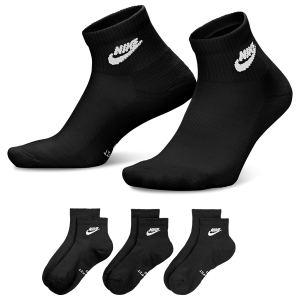 Nike Everyday Elevated Futura Ankle Socks 3 Pack - Adult - Black/Black/White