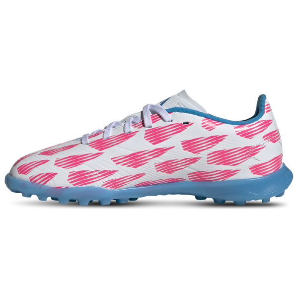 adidas Predator League Turf - Boys' Grade School - White/Solar Blue/Solar Pink - Image 2