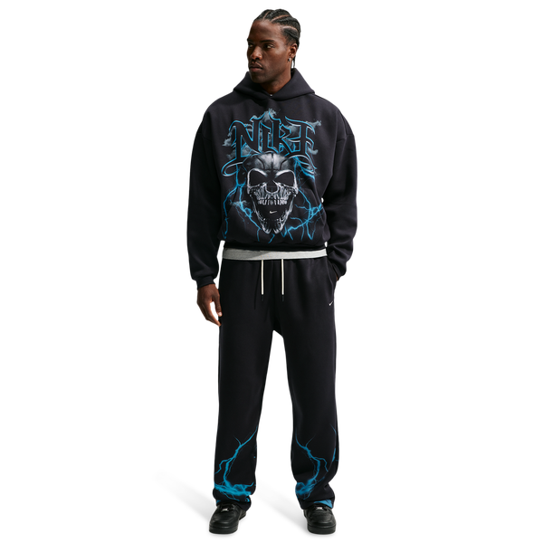 Nike Therma-FIT Standard Issue Open Hem Pant - Men's - Black/Light Current Blue/Pale Ivory - Image 3