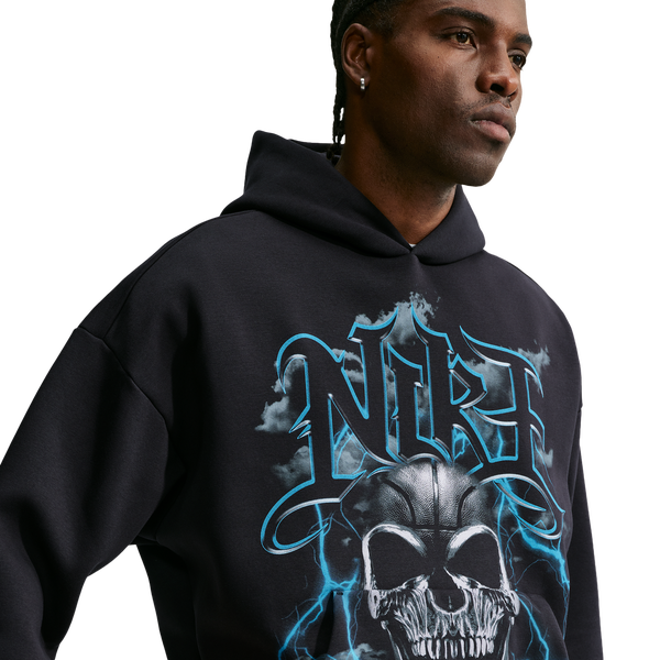 Nike Therma-FIT Standard Issue PO Hoodie Skull - Men's - Black/Pale Ivory/Light Current Blue - Image 3