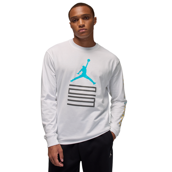 Jordan Brooklyn AJ 11 Graphic Long Sleeve Crew - Men's - White/White