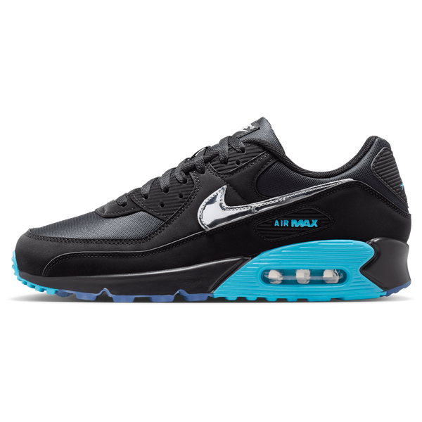 Nike Air Max 90 Premium Treble - Men's - Black/Chrome/Gamma Blue - Image 2