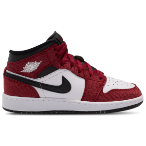 Jordan AJ 1 Mid SE - Boys' Grade School - White/Red/Black