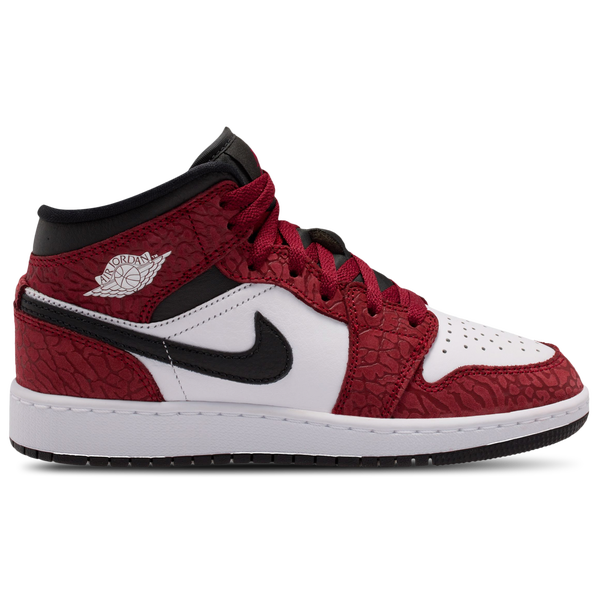 Jordan AJ 1 Mid SE - Boys' Grade School - White/Red/Black