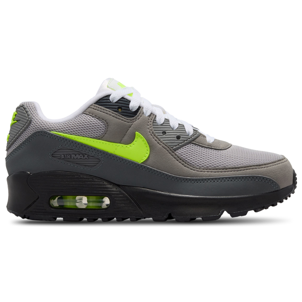 Nike Air Max 90 Mesh - Girls' Grade School - Anthracite/Black/Neon Yellow