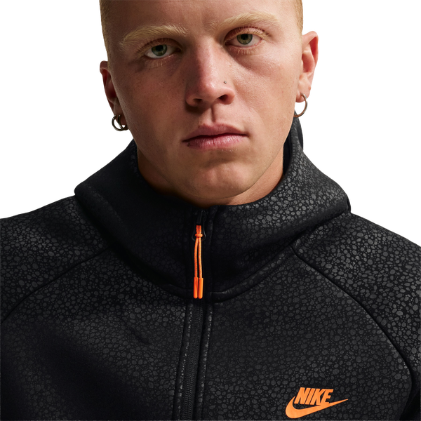 Nike Tech Fleece Full-Zip Windrunner Hoodie - Men's - Black/Orange - Image 3
