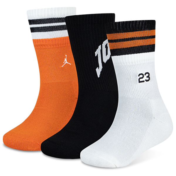 Jordan MJ MVP Crew Socks 3 Pack - Girls' Grade School - Orange/Black/White