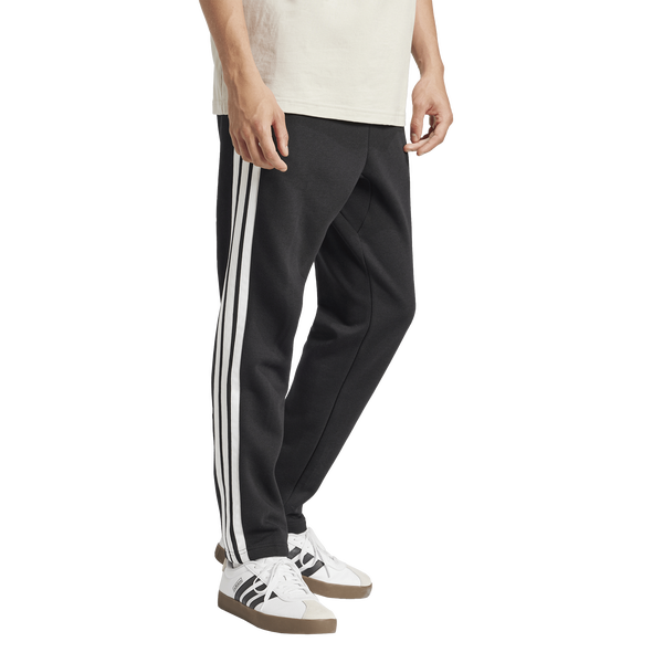 adidas Essentials 3-Stripes Fleece Open Hem Pants - Men's - Black/White - Image 5