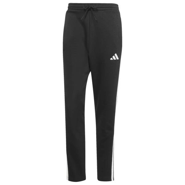 adidas Essentials 3-Stripes Fleece Open Hem Pants - Men's - Black/White - Image 6