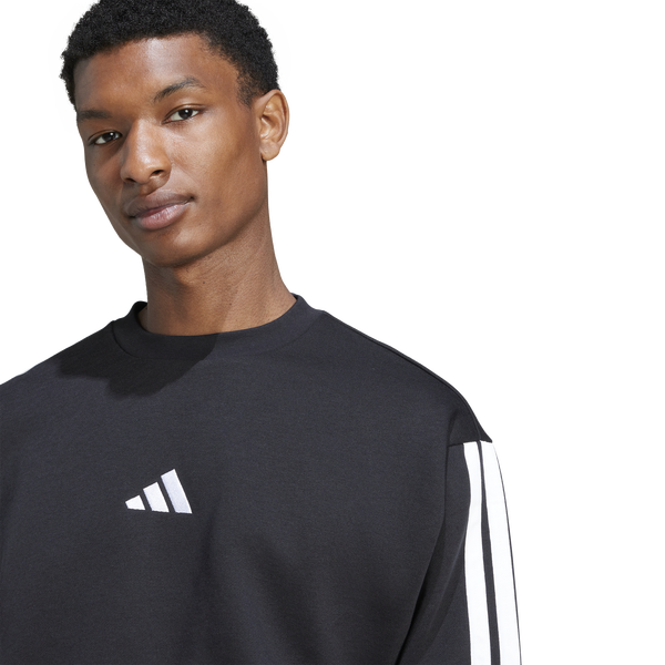 adidas Essentials 3-Stripes Fleece Sweatshirt - Men's - Black/White - Image 3