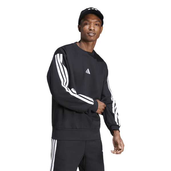 adidas Essentials 3-Stripes Fleece Sweatshirt - Men's - Black/White - Image 5