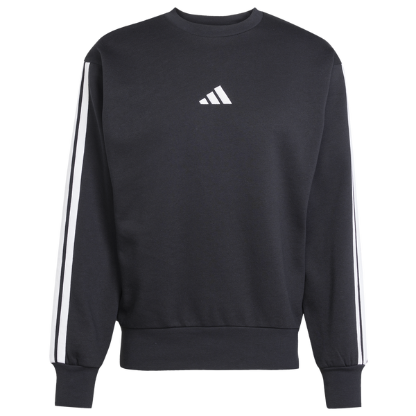 adidas Essentials 3-Stripes Fleece Sweatshirt - Men's - Black/White - Image 6