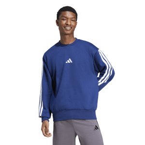 adidas Essentials 3-Stripes Fleece Sweatshirt - Men's - Dark Blue/White