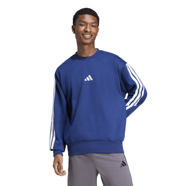 adidas Essentials 3-Stripes Fleece Sweatshirt - Men's - Dark Blue/White