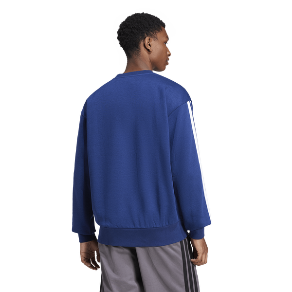 adidas Essentials 3-Stripes Fleece Sweatshirt - Men's - Dark Blue/White - Image 2