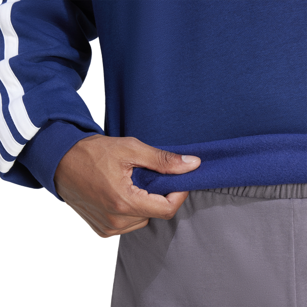 adidas Essentials 3-Stripes Fleece Sweatshirt - Men's - Dark Blue/White - Image 3