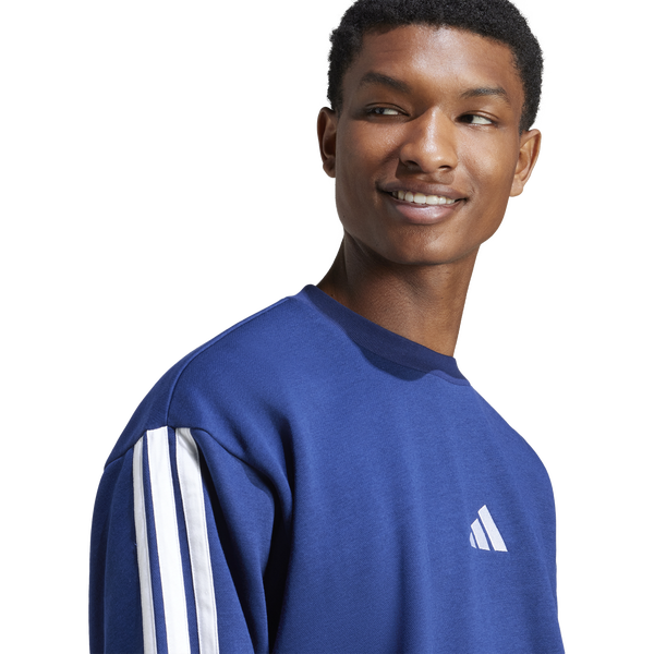adidas Essentials 3-Stripes Fleece Sweatshirt - Men's - Dark Blue/White - Image 4