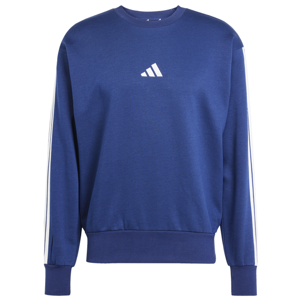 adidas Essentials 3-Stripes Fleece Sweatshirt - Men's - Dark Blue/White - Image 6