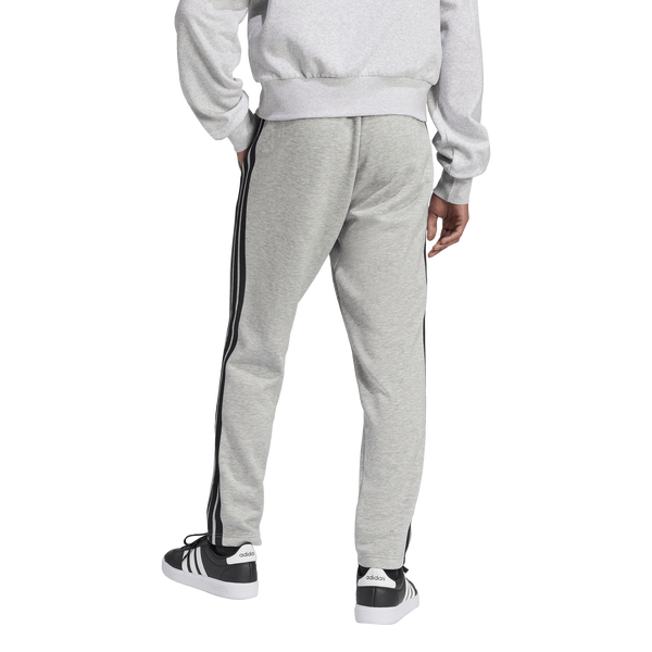 adidas Essentials 3-Stripes Fleece Open Hem Pants - Men's - Black/Medium Grey Heather - Image 2