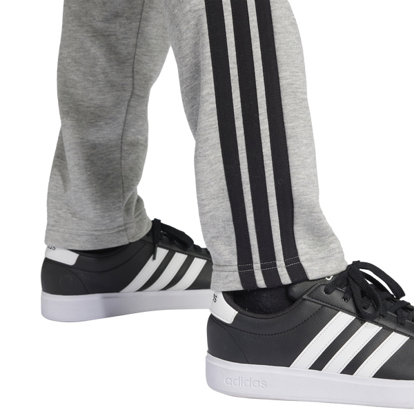 adidas Essentials 3-Stripes Fleece Open Hem Pants - Men's - Black/Medium Grey Heather - Image 3
