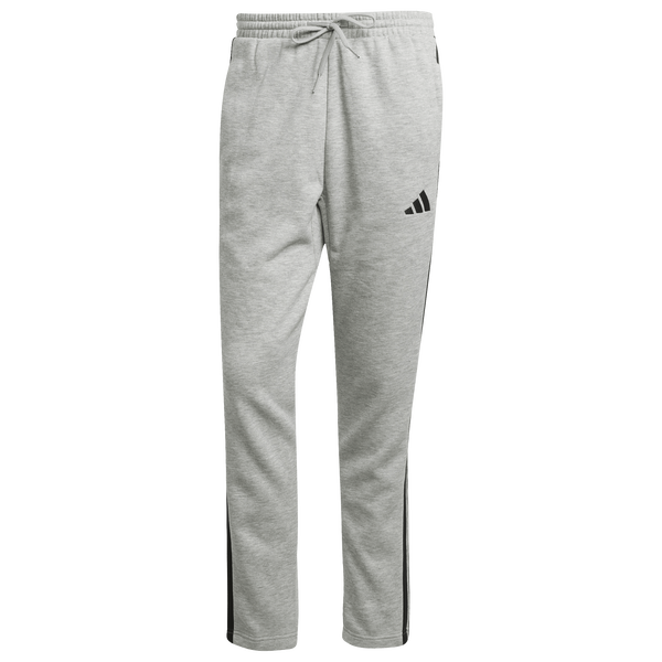 adidas Essentials 3-Stripes Fleece Open Hem Pants - Men's - Black/Medium Grey Heather - Image 6