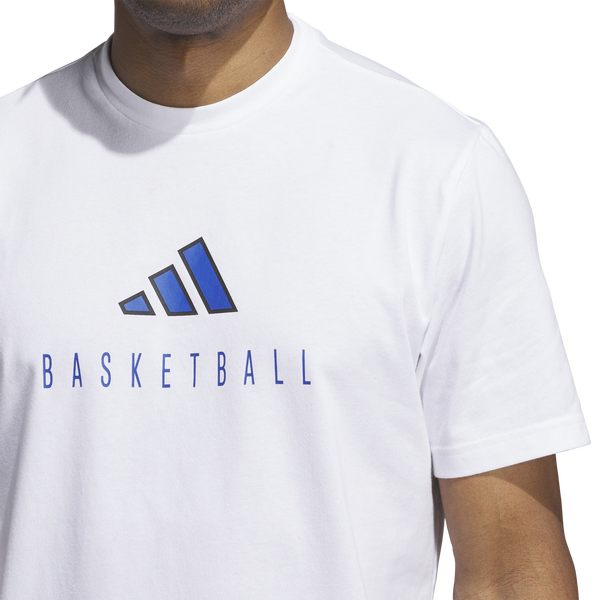 adidas Worldwide Hoops Logo Graphic Basketball T-Shirt - Men's - White - Image 3