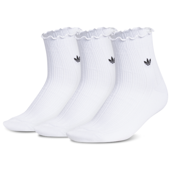 adidas Originals Ruffle Quarter Socks 3-Pack - Adult - White/Black