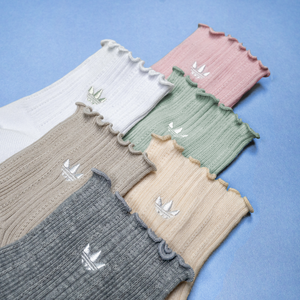adidas Originals Ruffle Quarter Socks 3-Pack - Adult - White/Black - Image 5