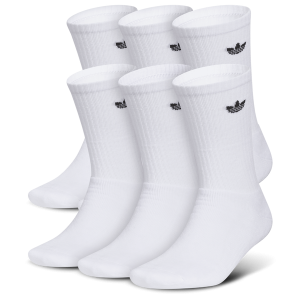 adidas Originals Trefoil 6 Pack Crew Socks - Adult - White/White