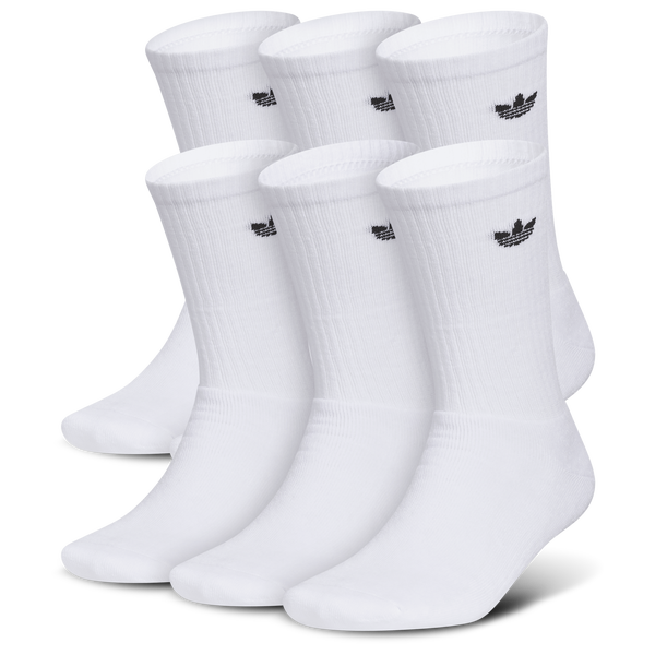 adidas Originals Trefoil 6 Pack Crew Socks - Adult - White/White
