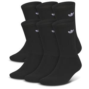 adidas Originals Trefoil 6 Pack Crew Socks - Adult - Black/Black
