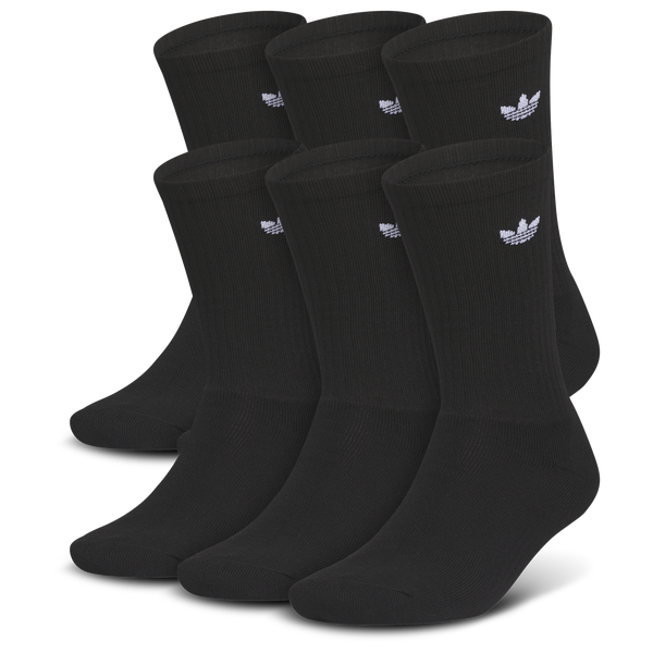 adidas Originals Trefoil 6 Pack Crew Socks - Adult - Black/Black