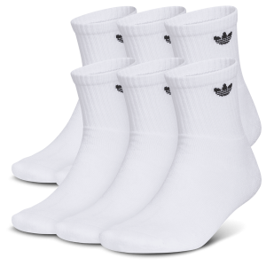 adidas Originals Trefoil 6 Pack Quarter Socks - Adult - White/White
