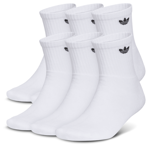 adidas Originals Trefoil 6 Pack Quarter Socks - Adult - White/White