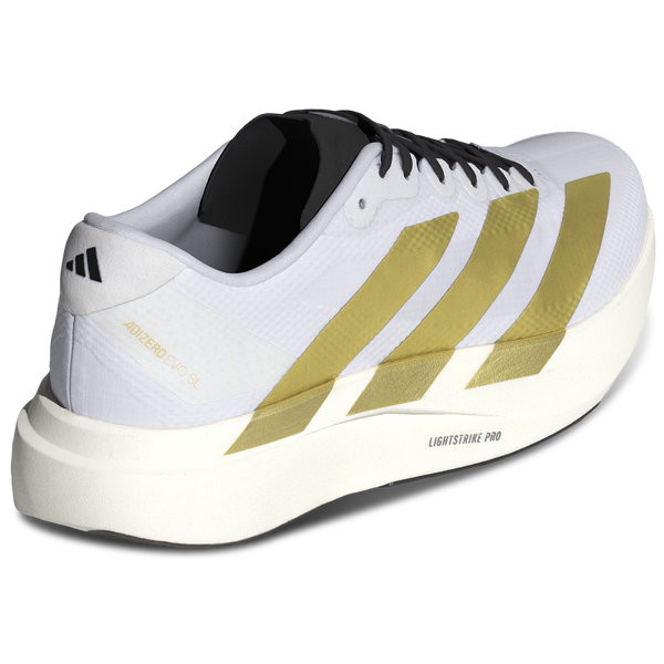 adidas Adizero Evo SL Woven - Men's - Footwear White/Core Black/Matte Gold - Image 3